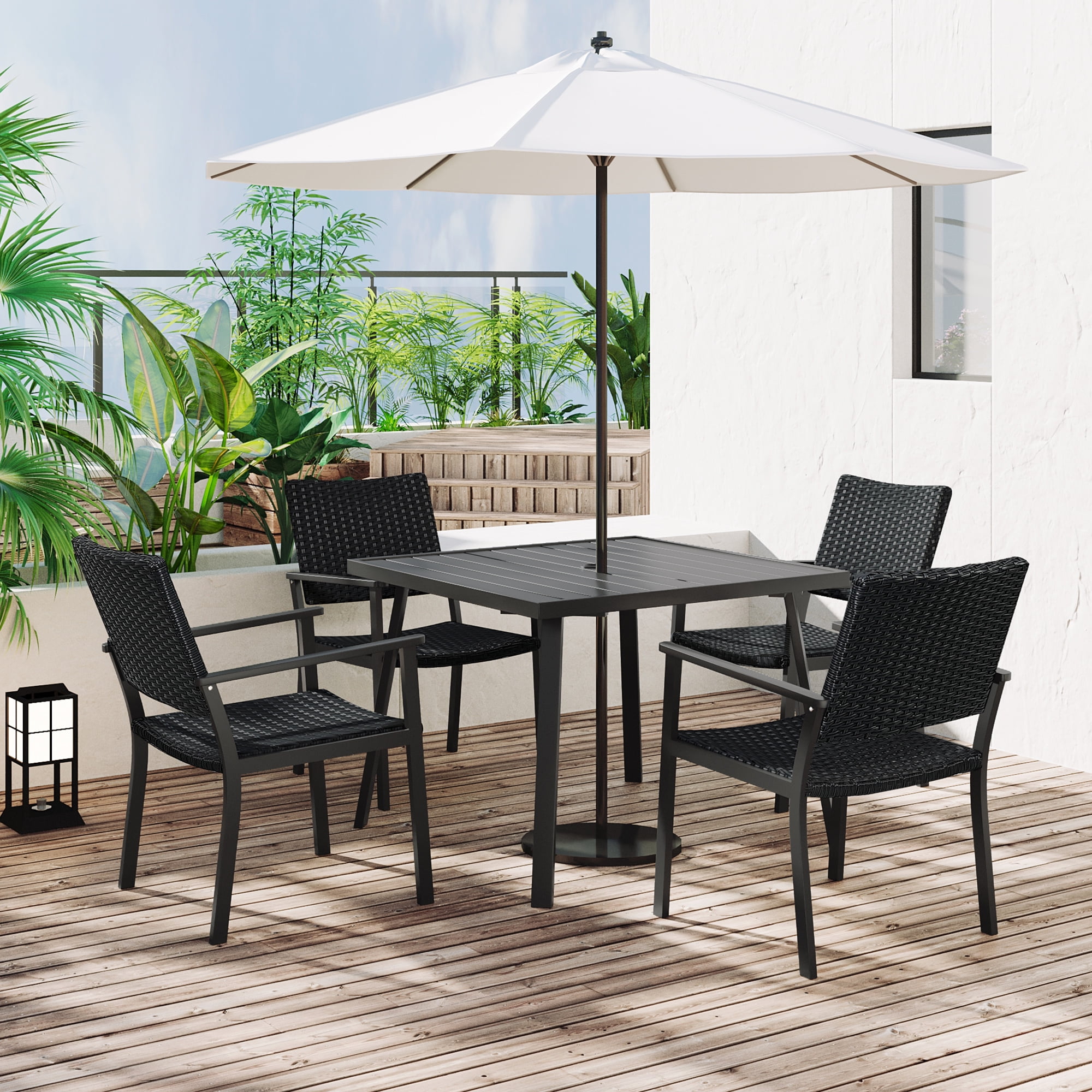 Euroco 5Piece Patio Dining Table Wicker Outdoor Table Set with