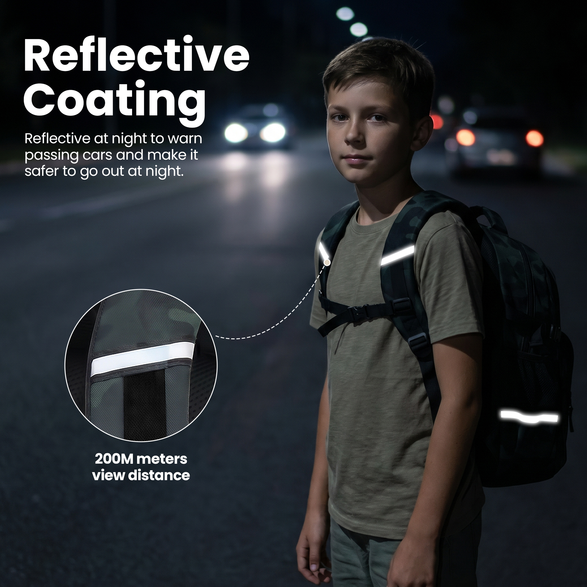 Mochila Escolar para Niños Grados 1-5, Camuflaje Repelente al Agua con Tiras Reflectantes, Transpirable para Primaria y Secundaria, 22L 5