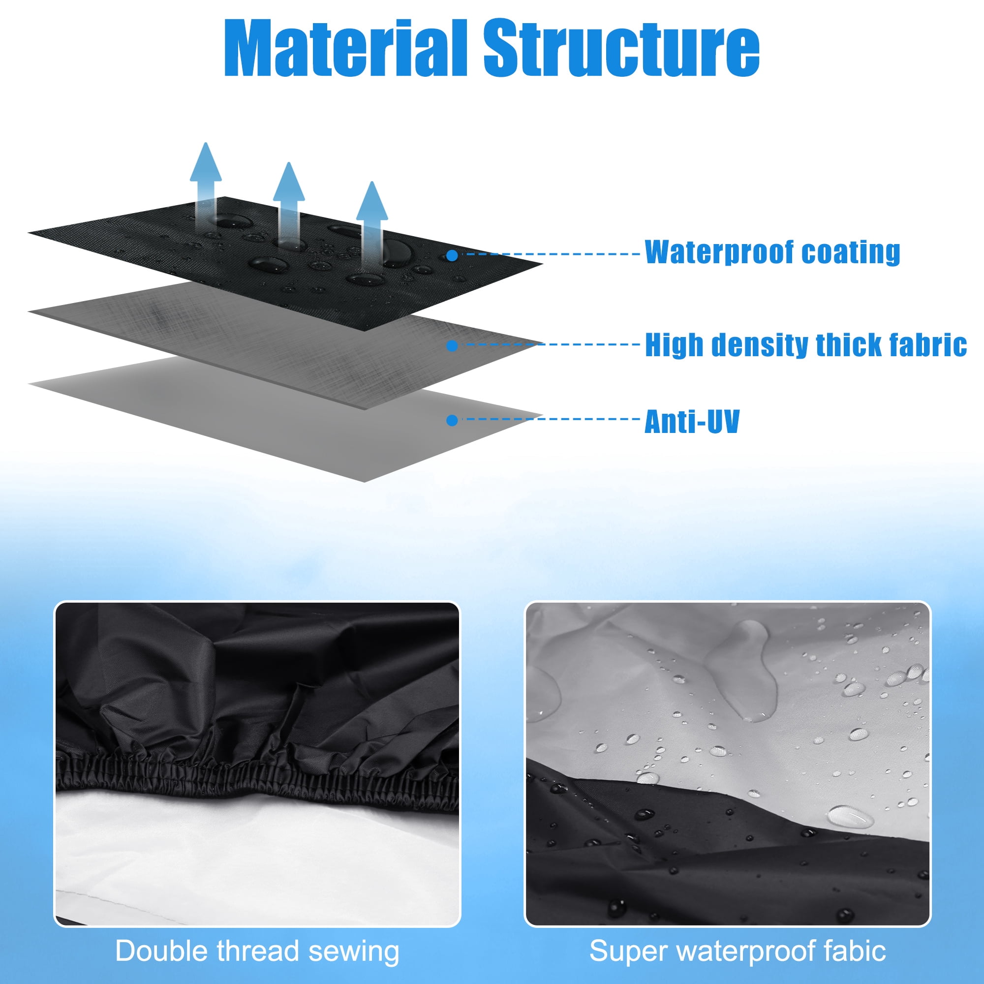 Unique Bargains 180T Motorcycle Cover Scooter Rain Dust UV Protector Silver Black L