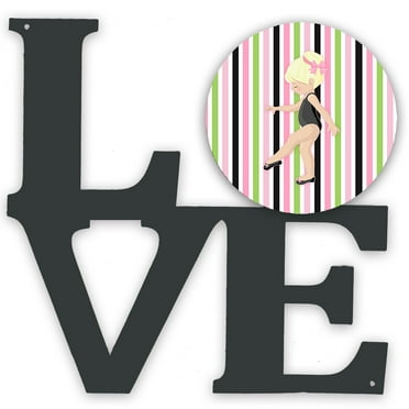 Carolines Treasures BB5160WALV Ballerina Blonde Point Metal Wall Artwork LOVE 12X12 multicolor