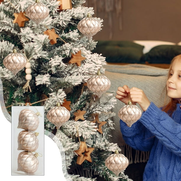 Bola de Navidad de Vidrio Resistente a la Fractura, Adornos de Navidad de Forma Cebolla, Pintados para Árbol de Navidad, también para Decoración de Fiesta, 3 piezas, Adornos de Navidad de