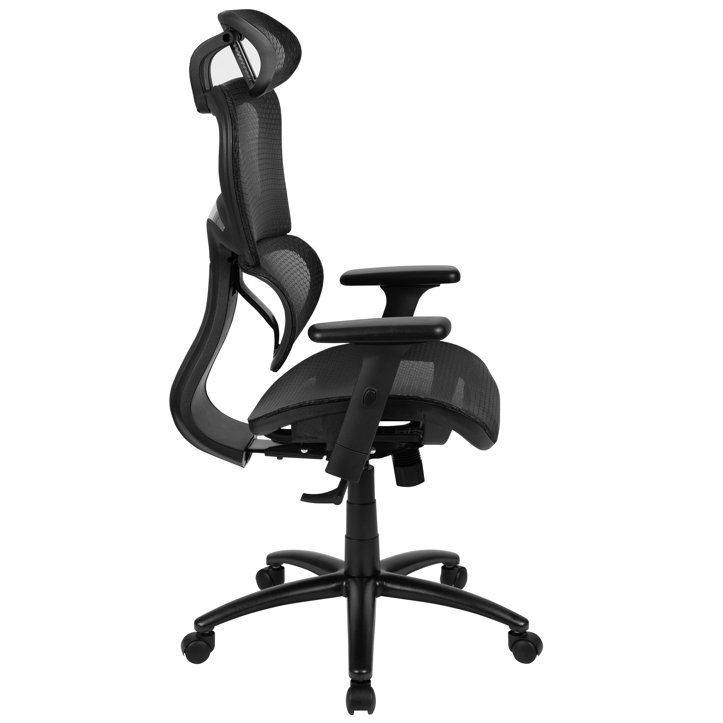 Flash Furniture Ergonomic Mesh Office Chair with 2-to-1 Synchro-Tilt, Adjustable Headrest, Lumbar Support, and Adjustable Pivot Arms in Black
