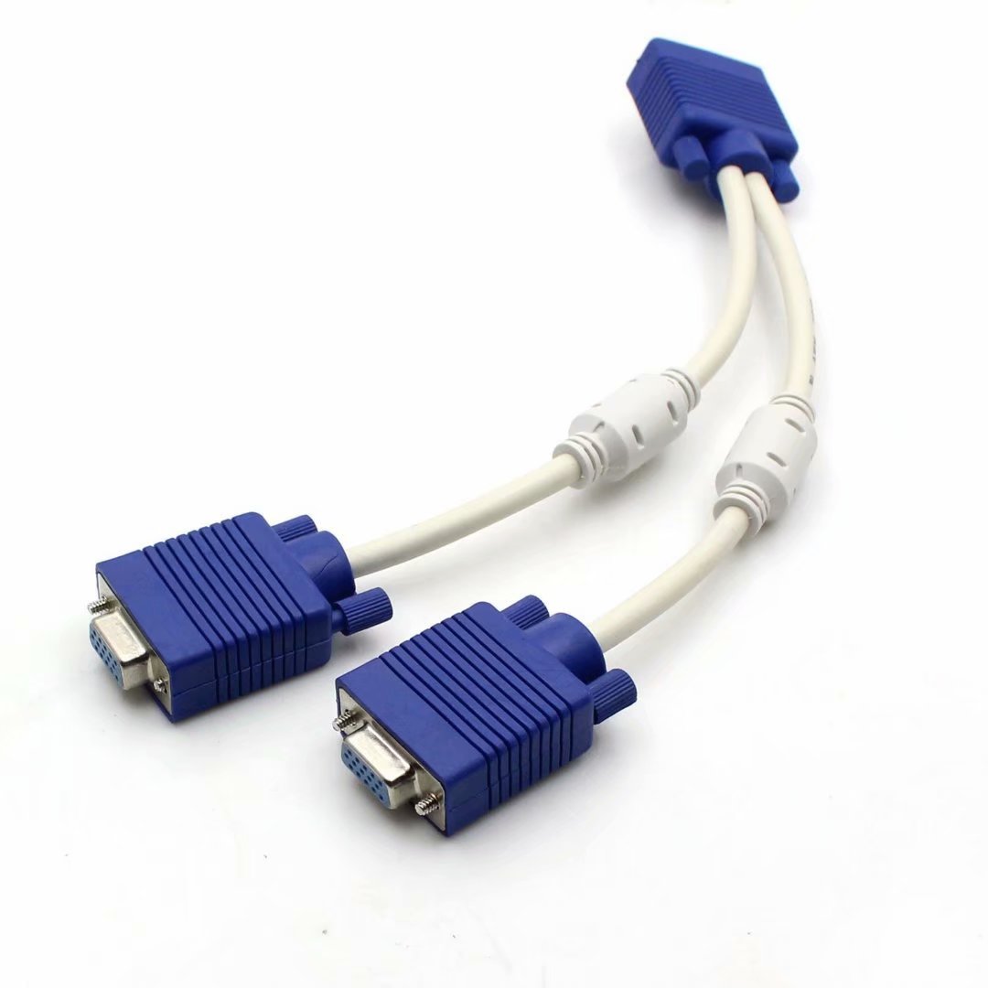 Monitor VGA Splitter Cable VGA Male to Dual VGA Female Video Adapter Cable, Converter Cable Monitor VGA Splitter Cable VGA Male to Dual VGA Female Video Adapter Cable, Converter Cable