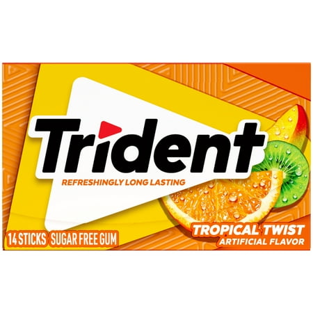 Trident Sugar Free Gum, Tropical Twist, Regular Size, 14 Pieces