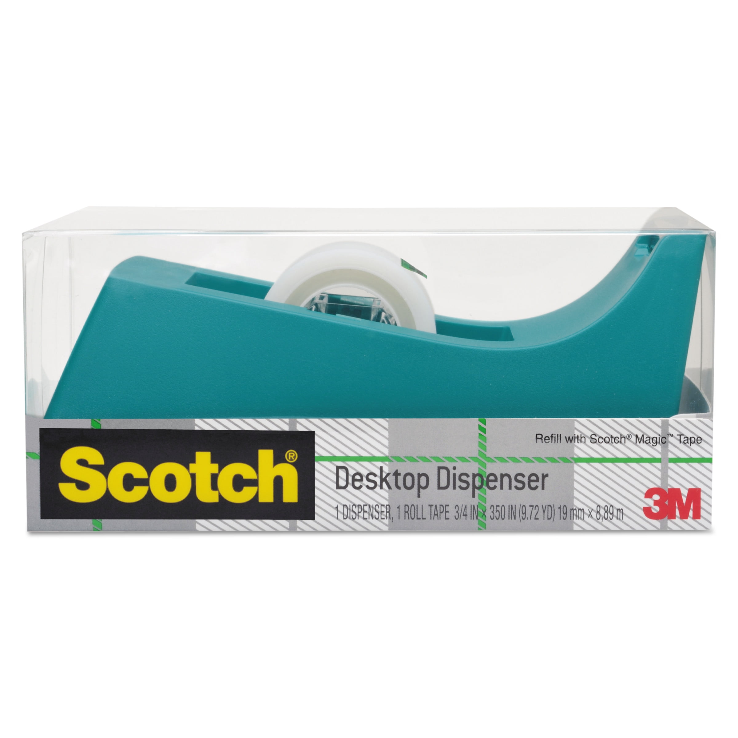 Scotch Desktop Tape Dispenser, 1 Core, Weighted Non-Skid Base, Emerald 