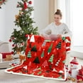 thumbnail image 5 of 50" X 60" Christmas Tree Throw Blanket, Winter Holiday Sherpa Fleece Blanket, Flannel Christmas Tree Blankets for Winter and Xmas Bedroom, Couch Decorations and Gift (Red, 5 of 6