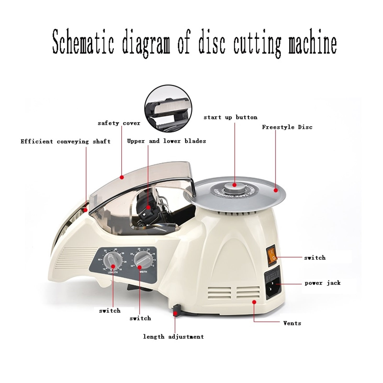 RT-3000 Automatic Tape Cutting Machine, Disc Tape Cutting Machine Width 5-25MM Length 10-60MM Self-adhesive Paper Dispenser ,High Efficiency