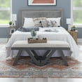 thumbnail image 2 of Feeney Upholstered Bench, Gray Frame with Off-White Handwoven Fabric, 2 of 9