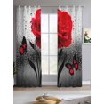 thumbnail image 2 of Valentine's Day Sheer Curtains 84 Inch Length 2 Panels Set for Living Room/Bedroom, Red Rose Floral Watercolor Butterfly Flowers Kitchen Curtains Grommet Curtains Window Treatments 42"x84"x2, 2 of 7