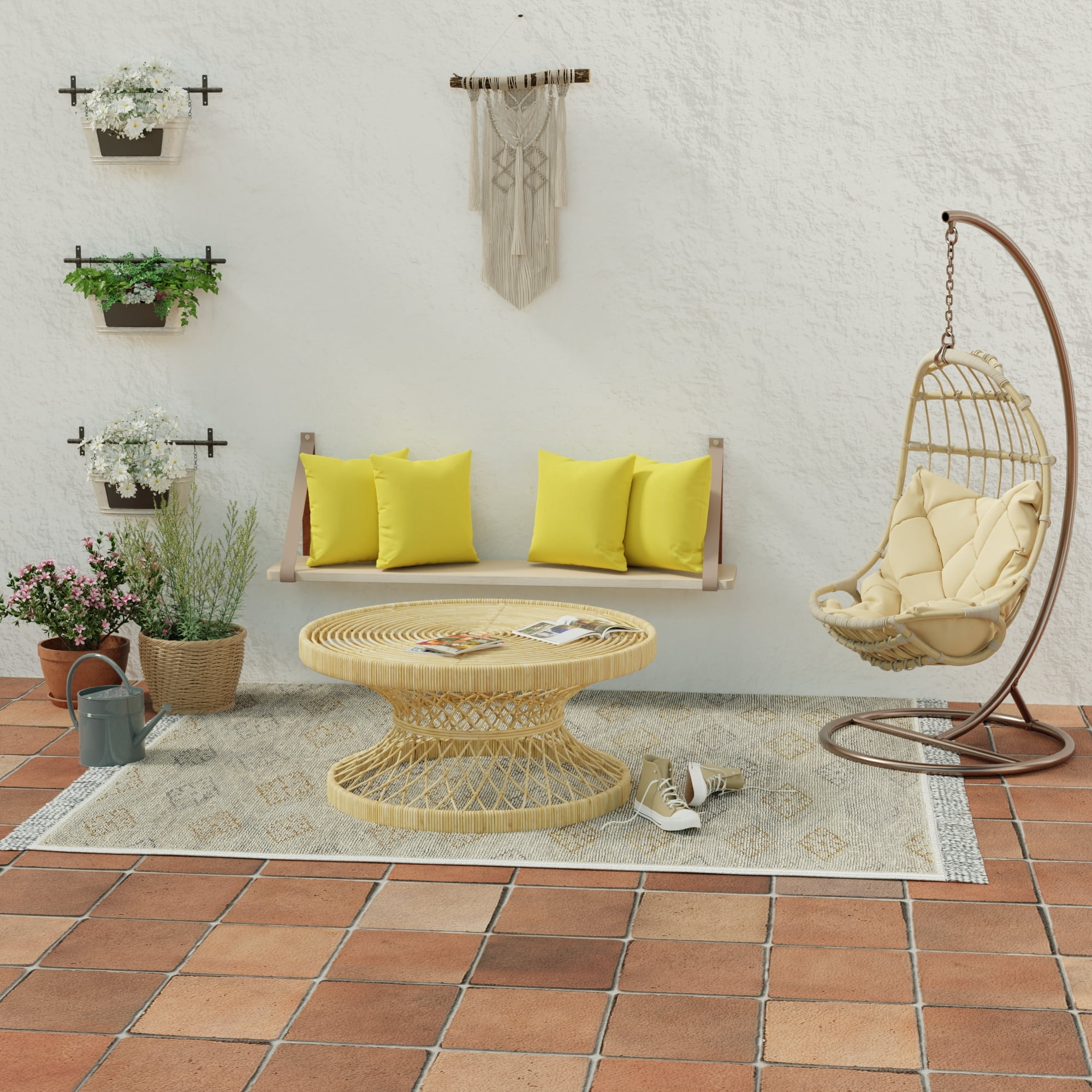 Jordan Manufacturing 17" x 17" Celosia Spring Yellow Crosshatch Square Outdoor Throw Pillow (2 Pack)