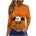 thumbnail image 4 of Hvot&aat Halloween Shirts for Women Funny Cute Ghost Graphic Sweatshirts Halloween Pumpkin/Bat/Spiderweb Prints Loose Casual T-Shirts, 4 of 4