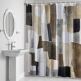 thumbnail image 5 of Abstract Color Block Shower Curtain for Bathroom Decor, Brown White Geometric Modern Art Waterproof Fabric Shower Curtain, 48"x72" Set with 12 Hooks, 5 of 9