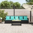 thumbnail image 3 of vidaXL Patio Sofa 5-Seater with Cushions Black Poly Rattan, 3 of 9