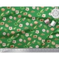 thumbnail image 2 of Soimoi Green Cotton Cambric Fabric Anemone & Leaves Print Fabric by Yard 56 Inch Wide, 2 of 3