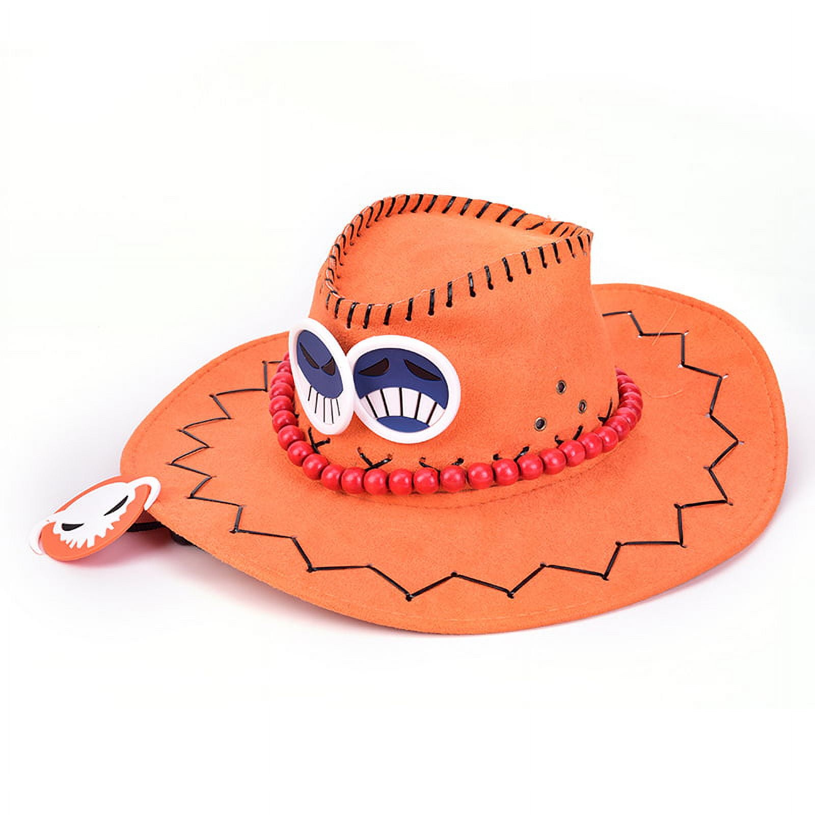 ZIOKOK Anime Portgas·D· Ace Cowboy Hat Cosplay Hats Pirates Cap Suede  Costume 