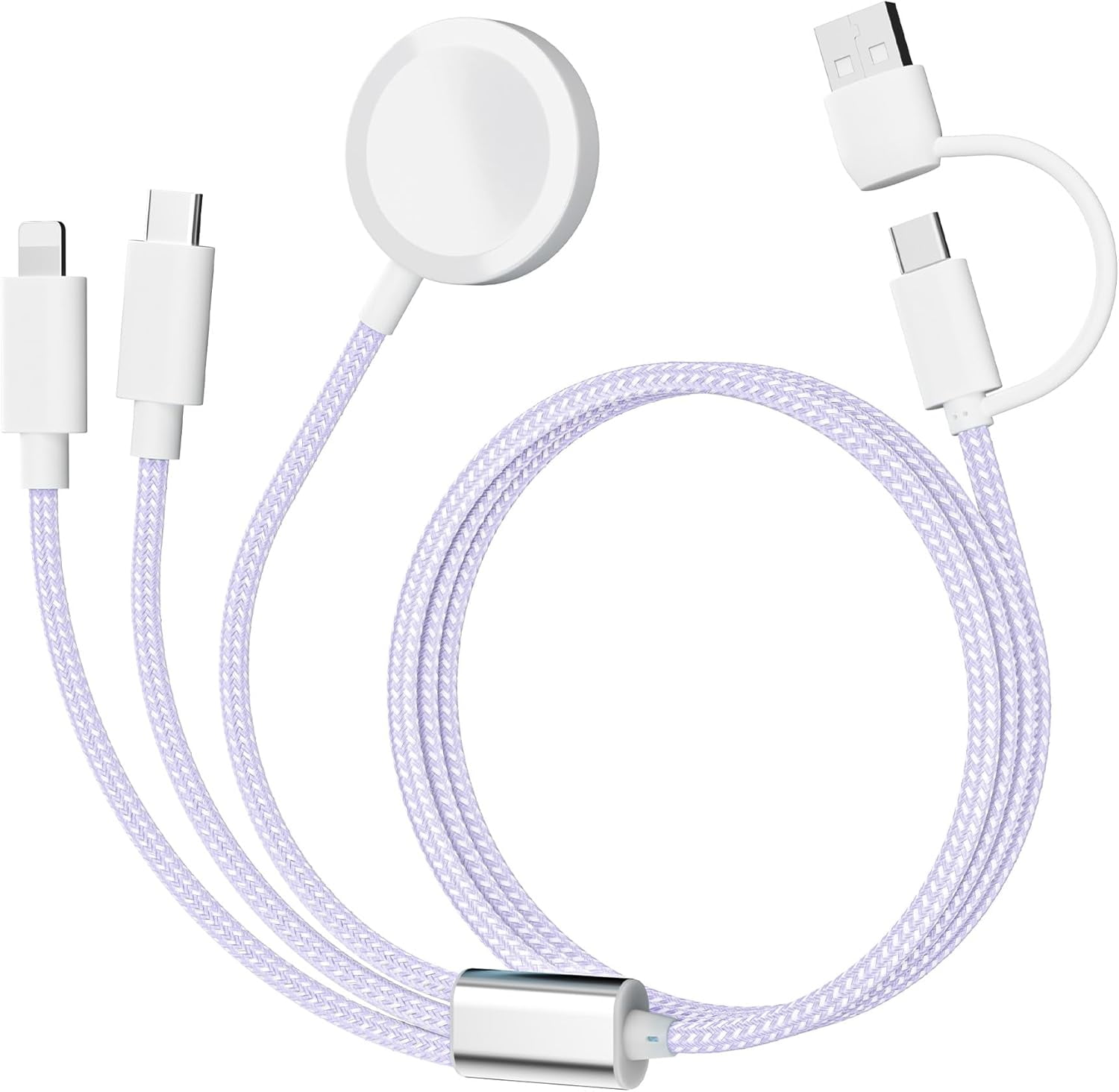 Charging USB C Watch Phone Charger 3 in 2 Cable, Compatible with Apple Watch Ultra SE Series 1-8, Universal Travel Multi Devices All in One Cord, 4FT/1.2M-Blue