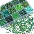 thumbnail image 4 of WWS-Mix 15 Color Glass Seed Beads Tube Beads Glass Bugle Beads Loose Kit for Jewelry Making DIY Craft Beading (Mix 15 Color,Green), 4 of 4