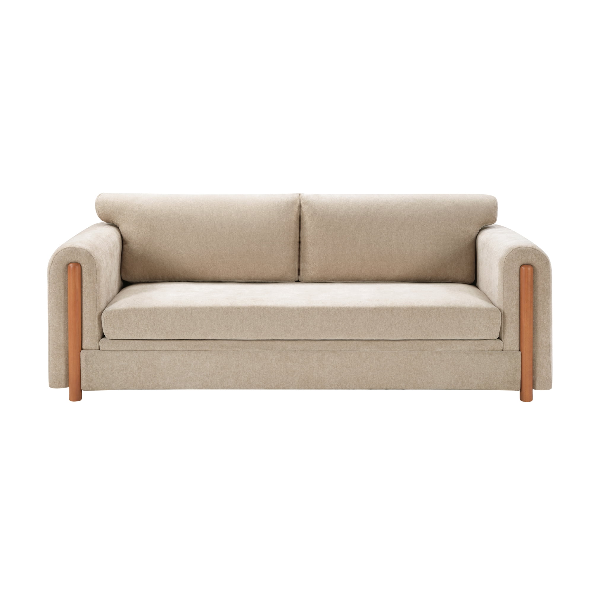 Leumius 79.1" 3-Seater Upholstered Couch, Accent Sofa with Square Arms for Living Room, Apartment and Small Space, Oatmeal