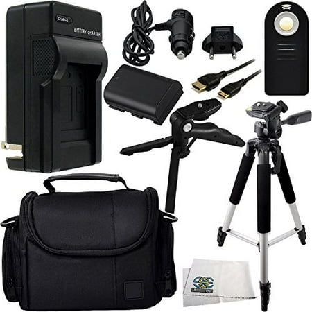 Travel Ac Dc Charger - Essential Accessory Kit for Canon EOS 5D Mark III, 60D, 70D, 6D, & 7D Mark II. Includes Replacement LP-E6 Battery + AC/DC Rapid Home & Travel Charger + Full Size Tripod + Pistol Grip/Table Top
