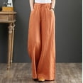 thumbnail image 5 of Pantalones de mujer de algodón y lino artísticos de primavera y verano Pantalones holgados de pierna ancha de talla grande Pantalones de cintura alta Pantalones rectos Pantalones de lino, 5 of 5