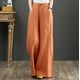 thumbnail image 3 of Pantalones de mujer de algodón y lino artísticos de primavera y verano Pantalones holgados de pierna ancha de talla grande Pantalones de cintura alta Pantalones rectos Pantalones de lino, 3 of 4