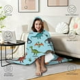 thumbnail image 2 of Wearable Blanket,LightBlue Cartoon Dinosaurs Names Pattern Hooded Wearable Flannel Blanket for Adults & Teens,Winter Poncho Shawl Wrap Cape Cozy Anti-Pill,60"x80", 2 of 2
