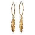 thumbnail image 1 of VANGANIA arracadas con dijes de pluma y perla mayorca tipo charm elegantes, 1 of 5