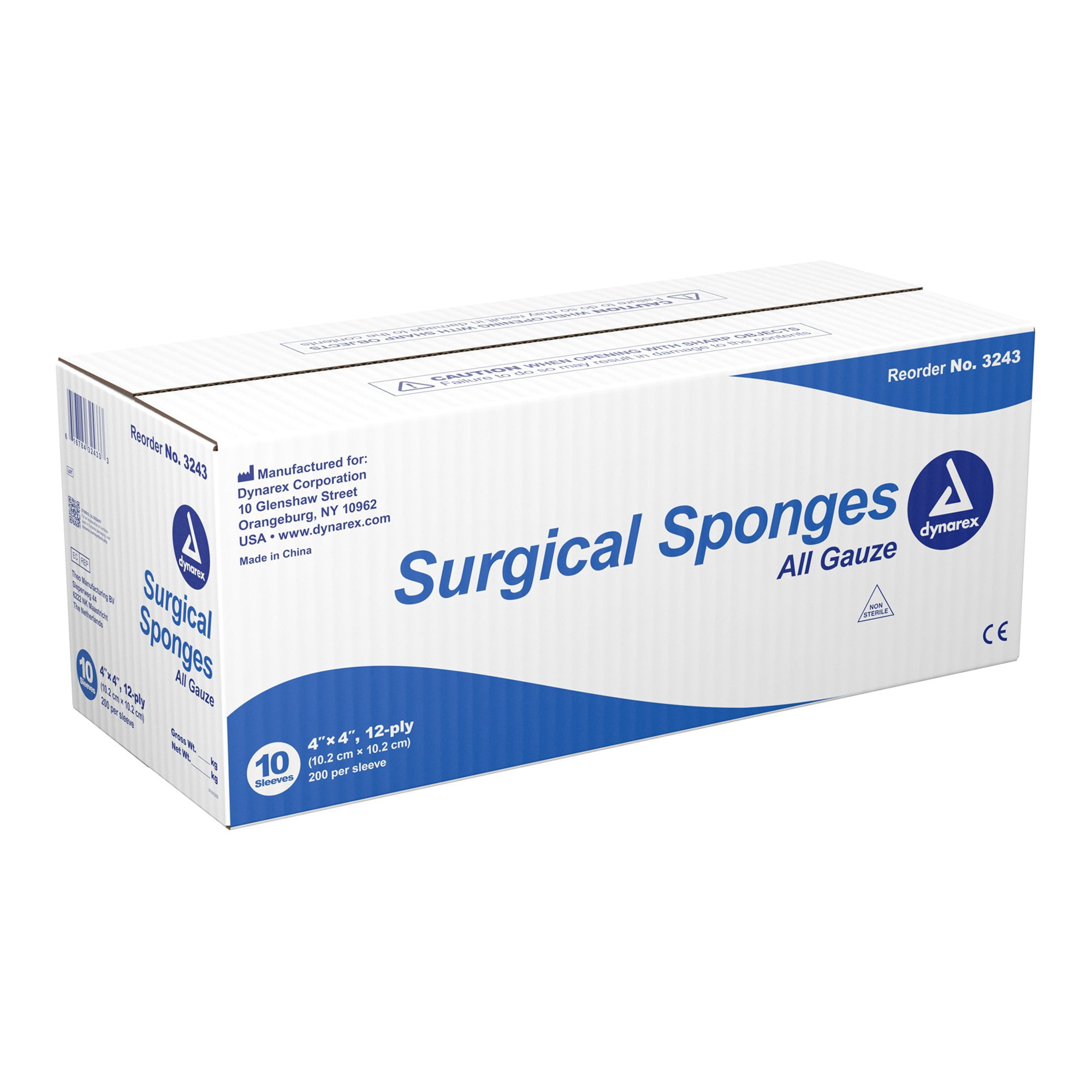 Dynarex 12-Ply Gauze Sponge NonSterile 4 x 4" 10 Case(s), 200  per Case