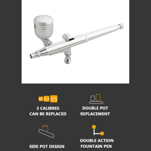 Mini Airbrush Kit Dual Action Spray Gun Model Paint Tattoo 0.2Mm/0.3Mm/0.5Mm