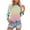 Multicolor3, variant on Jalioing 3/4 Sleeve Casual Tops for Women Striped Color Block Fashion T Shirt Trendy Crew Neck Tee