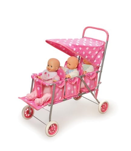 Photo 1 of Badger Basket Triple Doll Stroller - Pink Polka Dots (fits American Girl dolls)