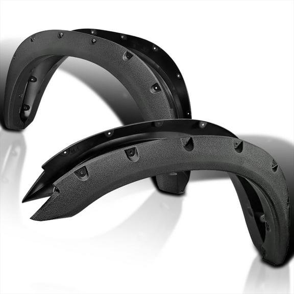 Spec-D Tuning 4PC Front   Rear Rugged Textured Pocket Rivet Bolt On Fender Flares Compatible with 2010-2017 Dodge Ram 2500 3500