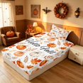 thumbnail image 5 of Homewish Watercolor Pumpkin Twin Sheets, Hello Fall Print Bedding, Cream Orange, 3-Piece (1 Flat Sheet, 1 Fitted Sheet and 1 Pillowcase), 5 of 6
