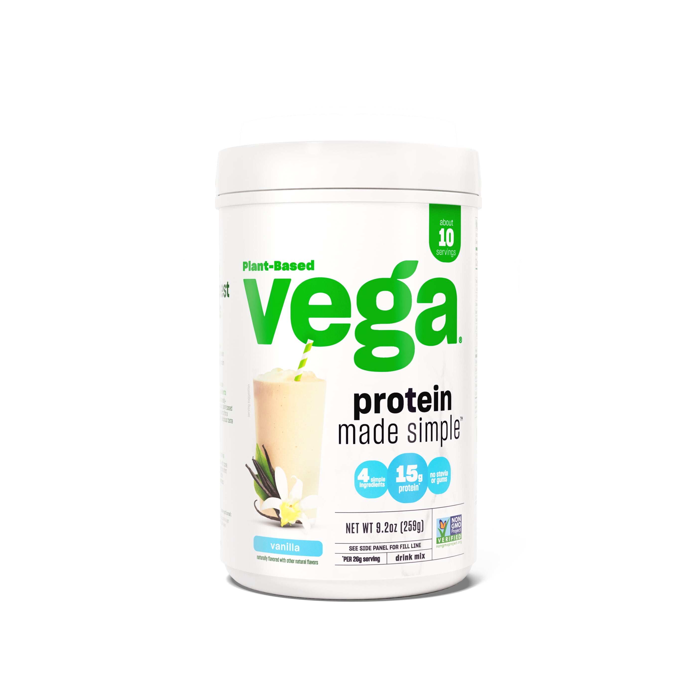 Vega Protein Made Simple Vegan Protein Powder, Vanilla (9.2oz, 10 Servings)