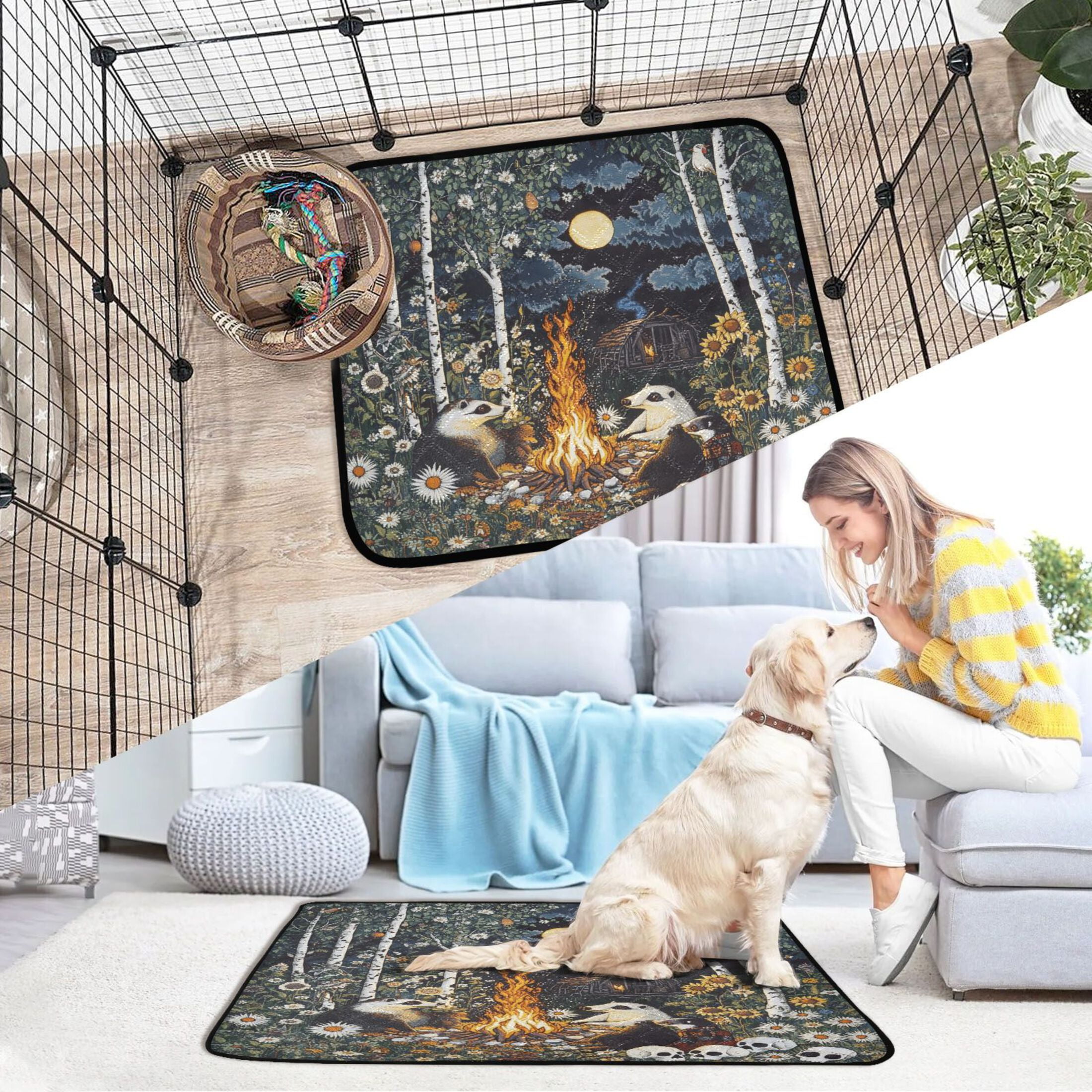 Qxltty Skunk Roasting Cat litter Pads Pet Set of 3 Diaper Mats Center Anti-leakage Layer Absorbent Soft and Comfortable