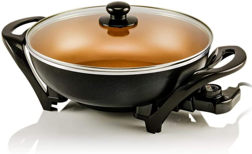 Ovente 13 Inch Electric Kitchen Skillet with Nonstick Aluminum Coated