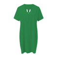 thumbnail image 5 of Robes de Soirée Grande Taille Femmes Dames Mode Col en V Manches Courtes Couleur Unie Robe Ample Grande Taille Robe d'Été Verte TG, 5 of 5