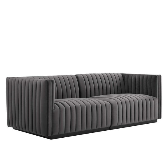 Conjure Channel Tufted Performance Velvet Loveseat-EEI-5764-BLK-COG