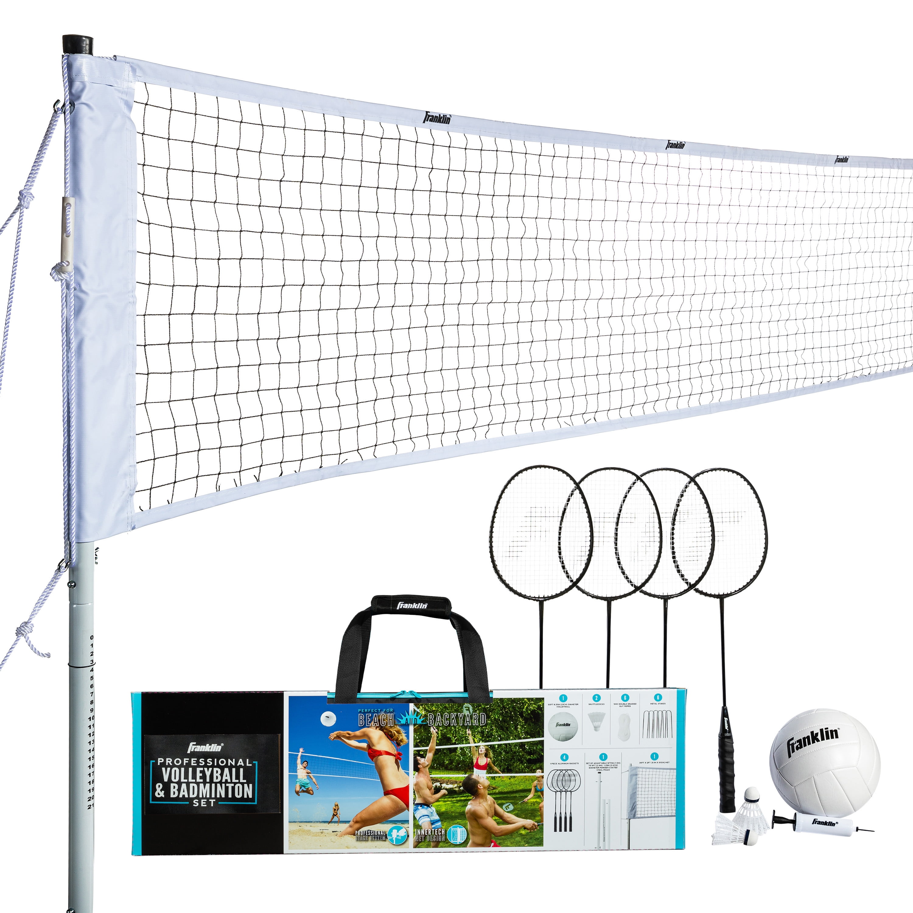 Volleyball Net Outdoor Set Beach Indoor Official Size Portable Badminton Sport 