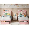 thumbnail image 3 of Twin Bed Frame for Kids, Upholstered Platform Bed with Large Storage Drawer and Bookcase Headboard, Girls Bed, Noise-Free, Easy Assembly, No Box Spring Needed, Light Pink, 3 of 7
