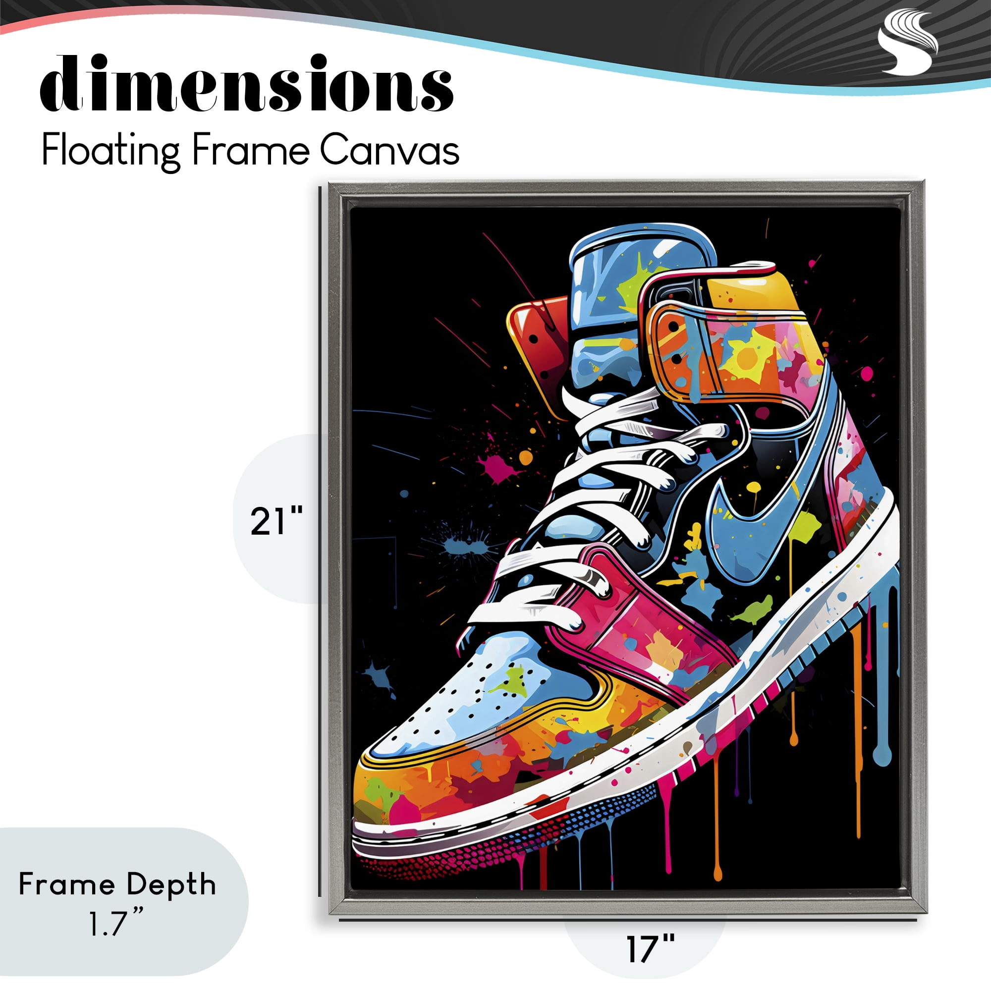 Stupell Industries Paint Drip High Top Sneakers Gray Framed Floater Canvas Wall Art, design by Creative Studio