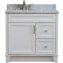 Bellaterra Home 400700-37L-WH-WMOL 37 in. Carrara Marble & Left Door, Left Sink Single Vanity, White