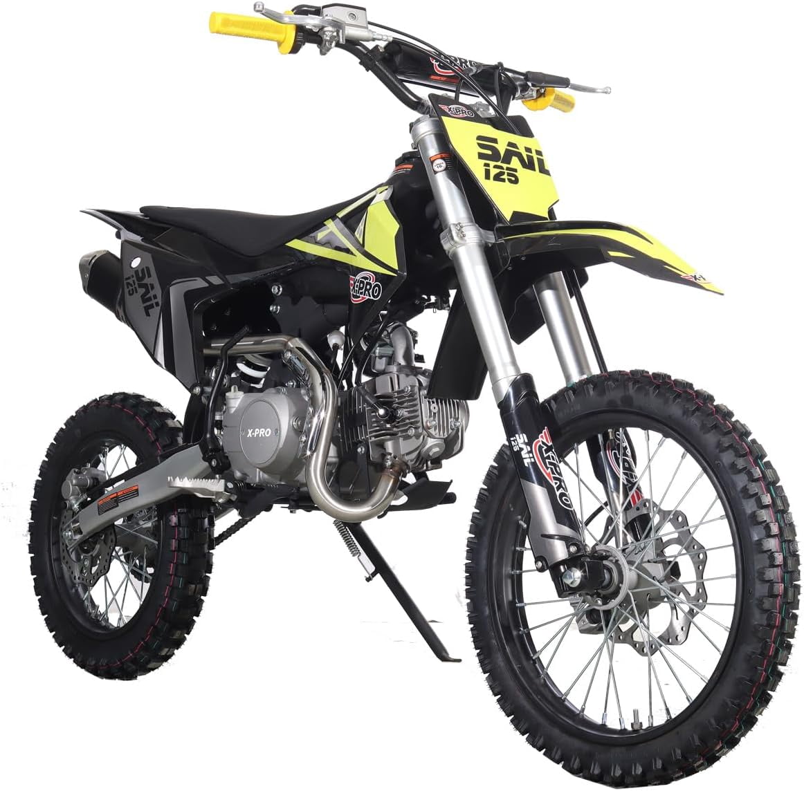 X-Pro Brand New Sail 125cc Dirt Bike with 4-Speed Manual Transmission Kick Start, Big 17"/14" Tires!