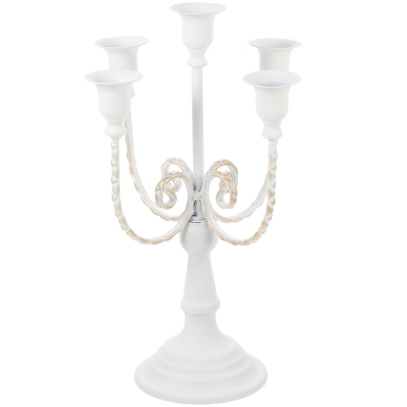 COMPUKAS Vintage Metal Candle Stand Candelabra Party Candlesticks White