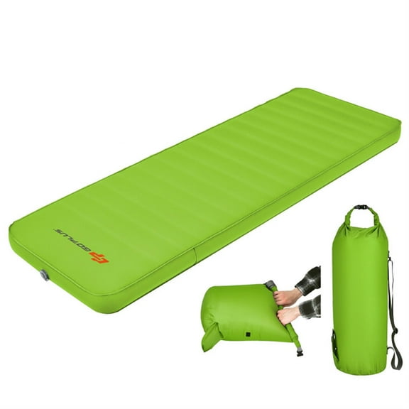 Spaco Portable Folding Camping Sleeping Mattress with Carry Bag, Self Inflating Foldable Travel Sleeping Pad for Tent Day Outdoor, Sleeping Hiking, Green
