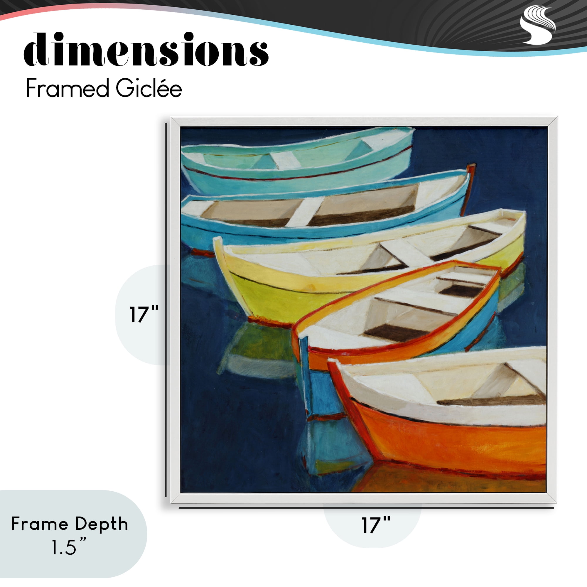 Stupell Industries Serene Rowboats in Summer White Framed Giclee Art, design by Lorenzo Collective