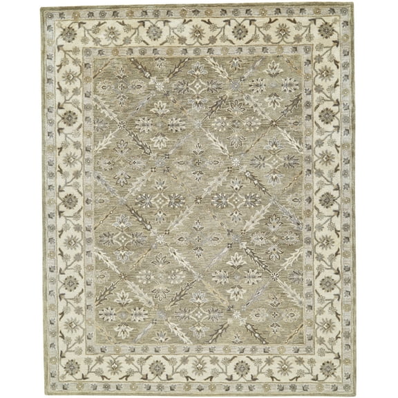 Feizy Eaton Traditional Oriental, Green/Brown/Taupe, 2' x 3' Accent Rug Easy Care Stain Resistant Water Resistant Classic Floral & Botanical Design Carpet for Living Dining Bed Room