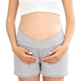 thumbnail image 2 of Maternity Shorts Over Bump Women's Pregnant Workout Shorts with Pockets Pregnancy Casual Pants Buttery Soft Support Non-Tight Belly Bottoms Summer Loose Comfortable Half Trousers Gray XXXL, 2 of 6