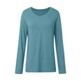 thumbnail image 4 of UJNDER Women's Classic V Neck Long Sleeve T Shirts for Women Solid Color Top Casual Comfortable Dark Green S, 4 of 5