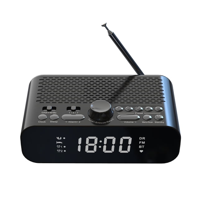 Radio Radio reloj digital DAB / FM junto a la cama con reproducción de transmisión BT, pantalla LED Tomshoo Radio